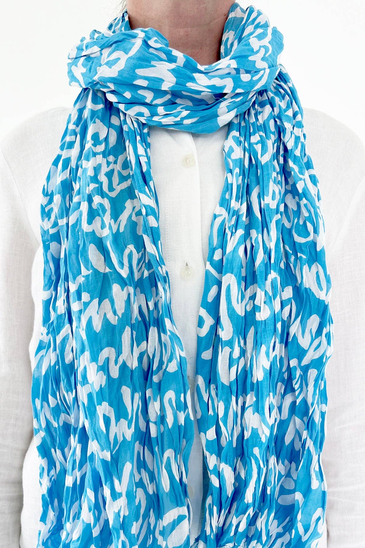 See Design - Cotton Scarf: Story Aqua/Citron