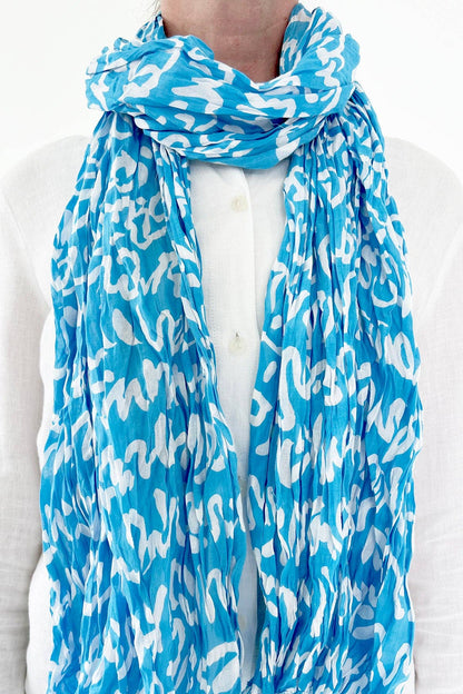 See Design - Cotton Scarf: Story Aqua/Citron