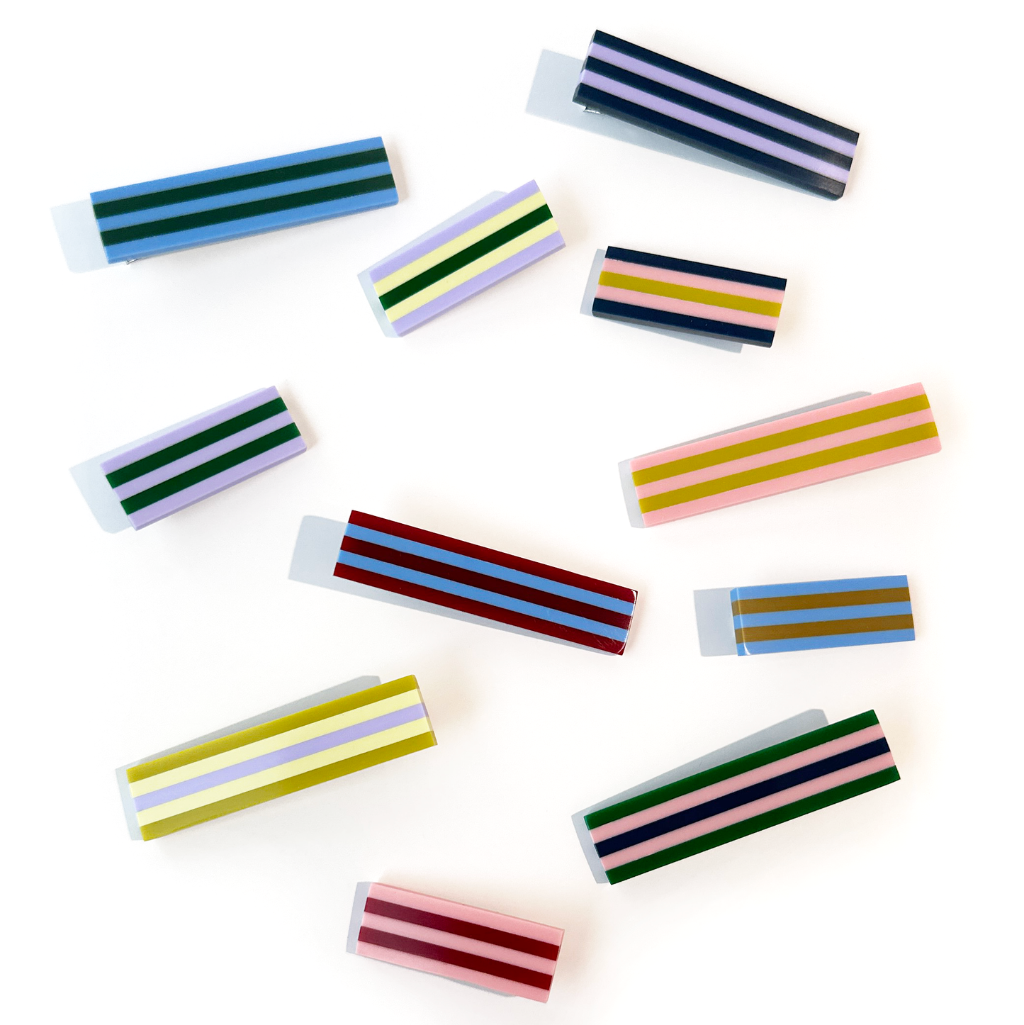 Combinist Goods - Striped Hair Clip | Large: Cornflower Blue | Green