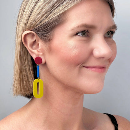 Combinist Goods - Oval Drop Earrings: Green | Blue | Yellow