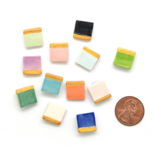 Dunitz & Company - Contemporary Ceramic Golden Square Studs - Assorted Colors
