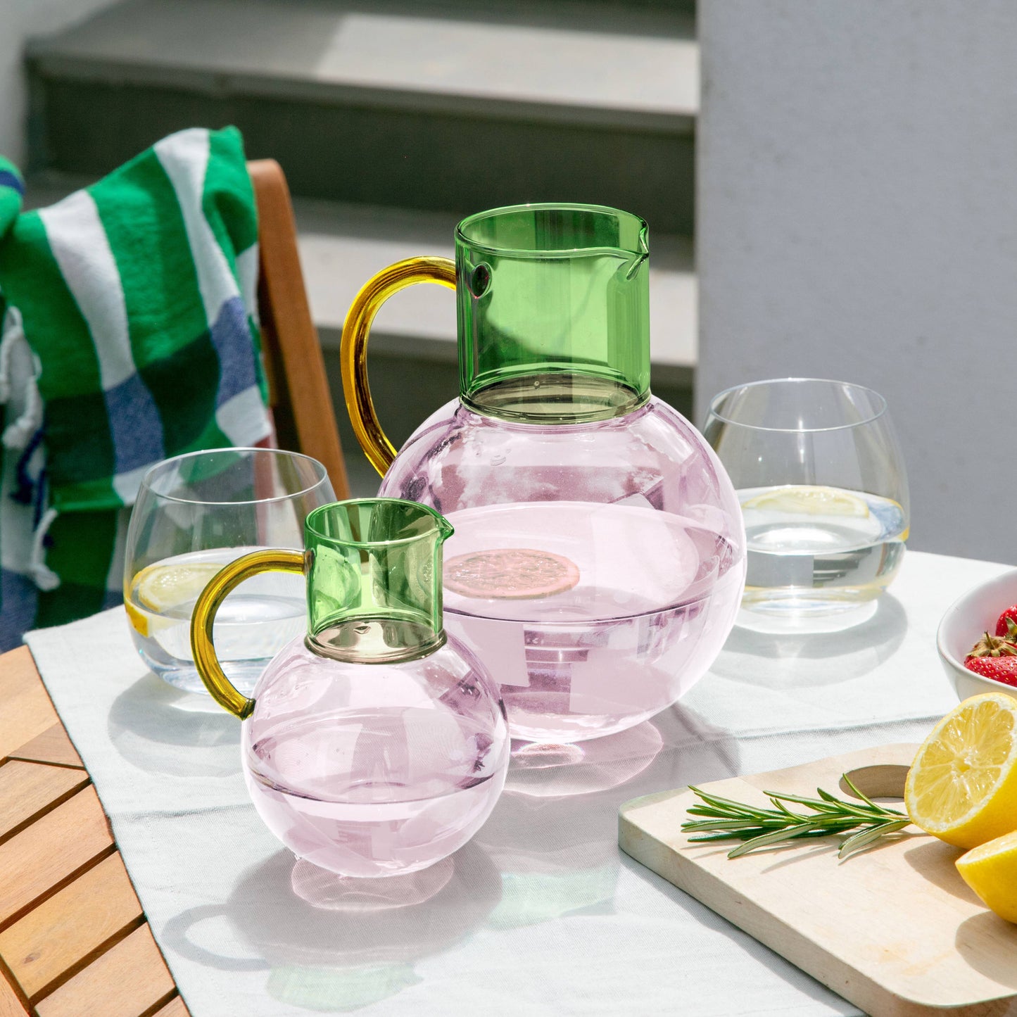 Block Design US - Pablo Glass Jug - Small: Pink Yellow Green