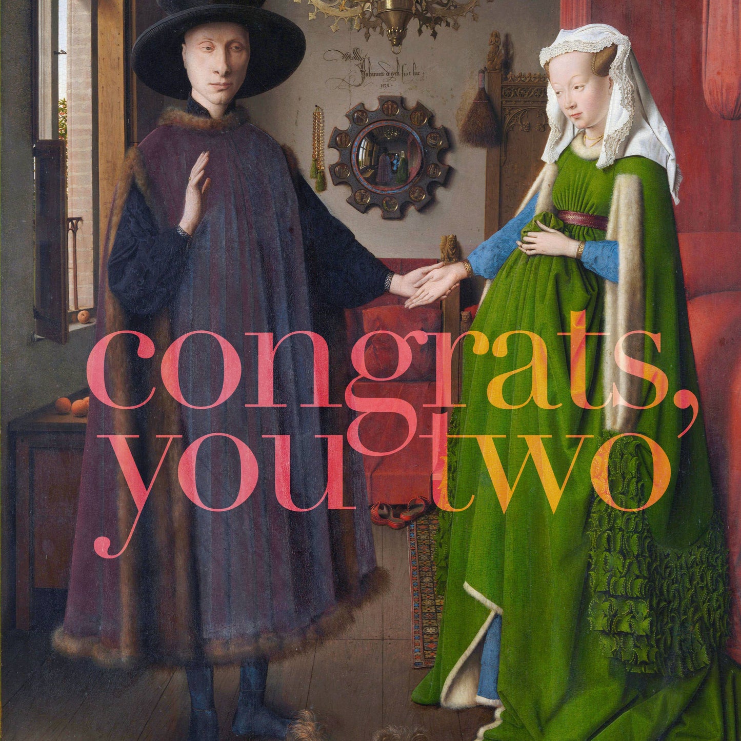 "Congrats, you two" (van Eyck) A6 wedding card: Recycled white envelopes - PMA Store at the Portland Museum of Art, Maine