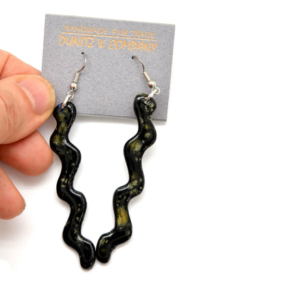 Dunitz & Company - Ceramic Squiggle Dangle Earrings - Curly Worm Shape