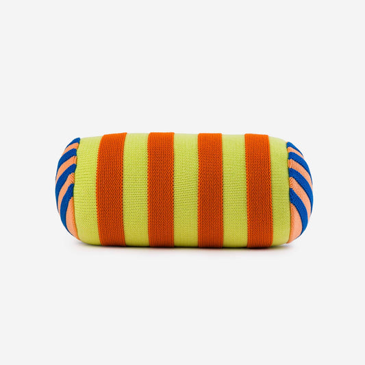 Super Stripe Bolster Pillow: Peach Cobalt - PMA Store at the Portland Museum of Art, Maine