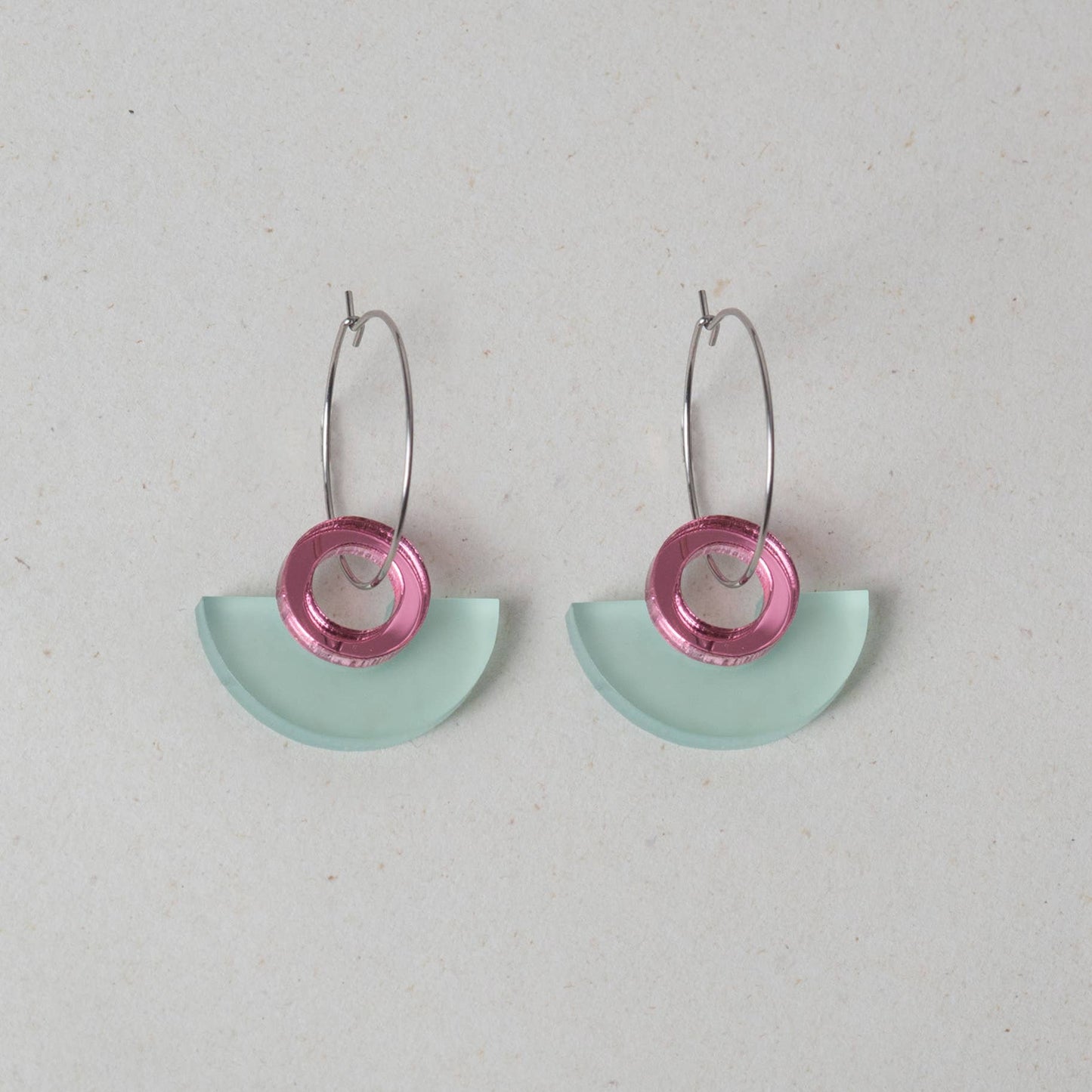 NEW Blok Earrings - Color: Turquoise and Gold Rose Mirror - PMA Store at the Portland Museum of Art, Maine