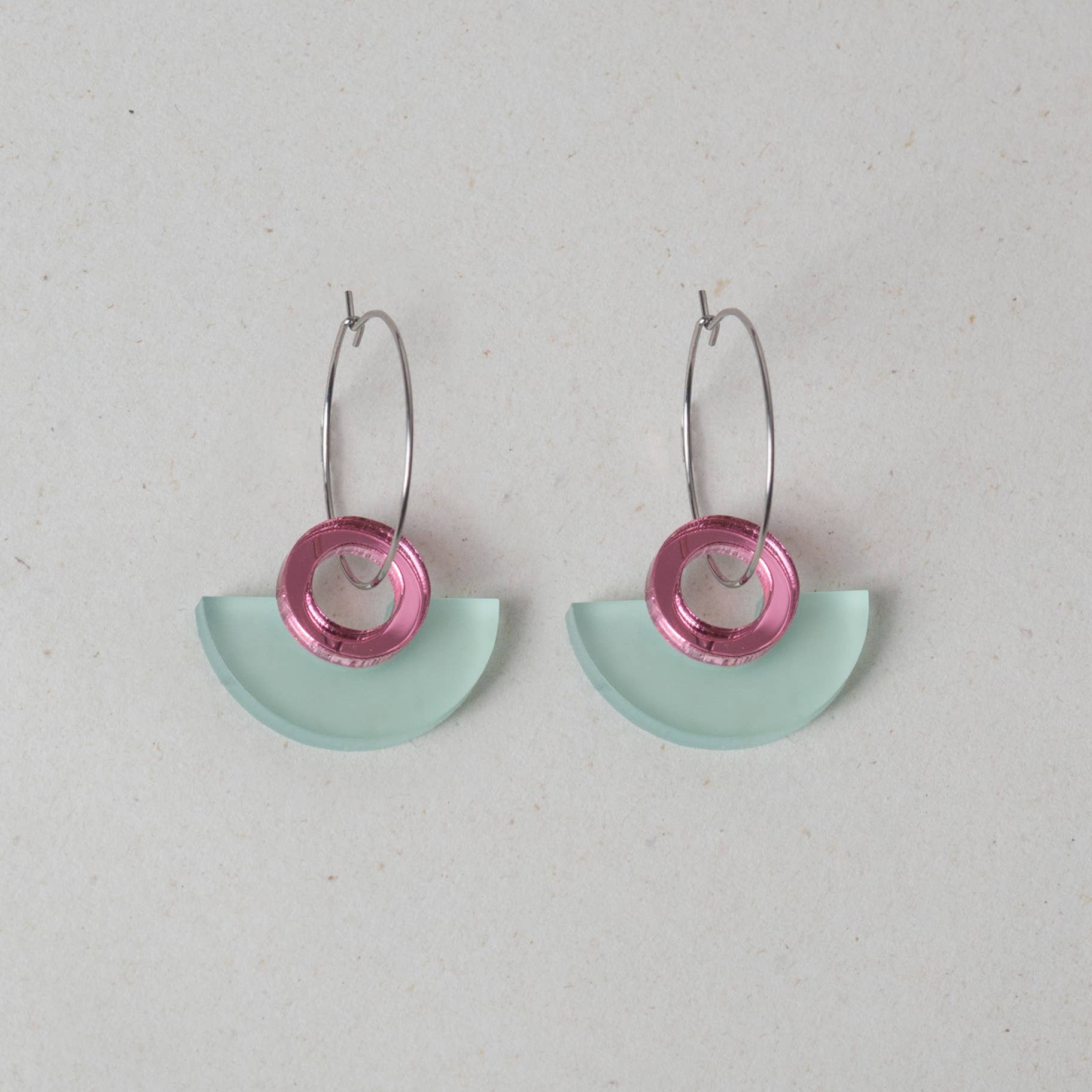 NEW Blok Earrings - Color: Turquoise and Gold Rose Mirror - PMA Store at the Portland Museum of Art, Maine