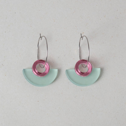 NEW Blok Earrings - Color: Turquoise and Gold Rose Mirror - PMA Store at the Portland Museum of Art, Maine