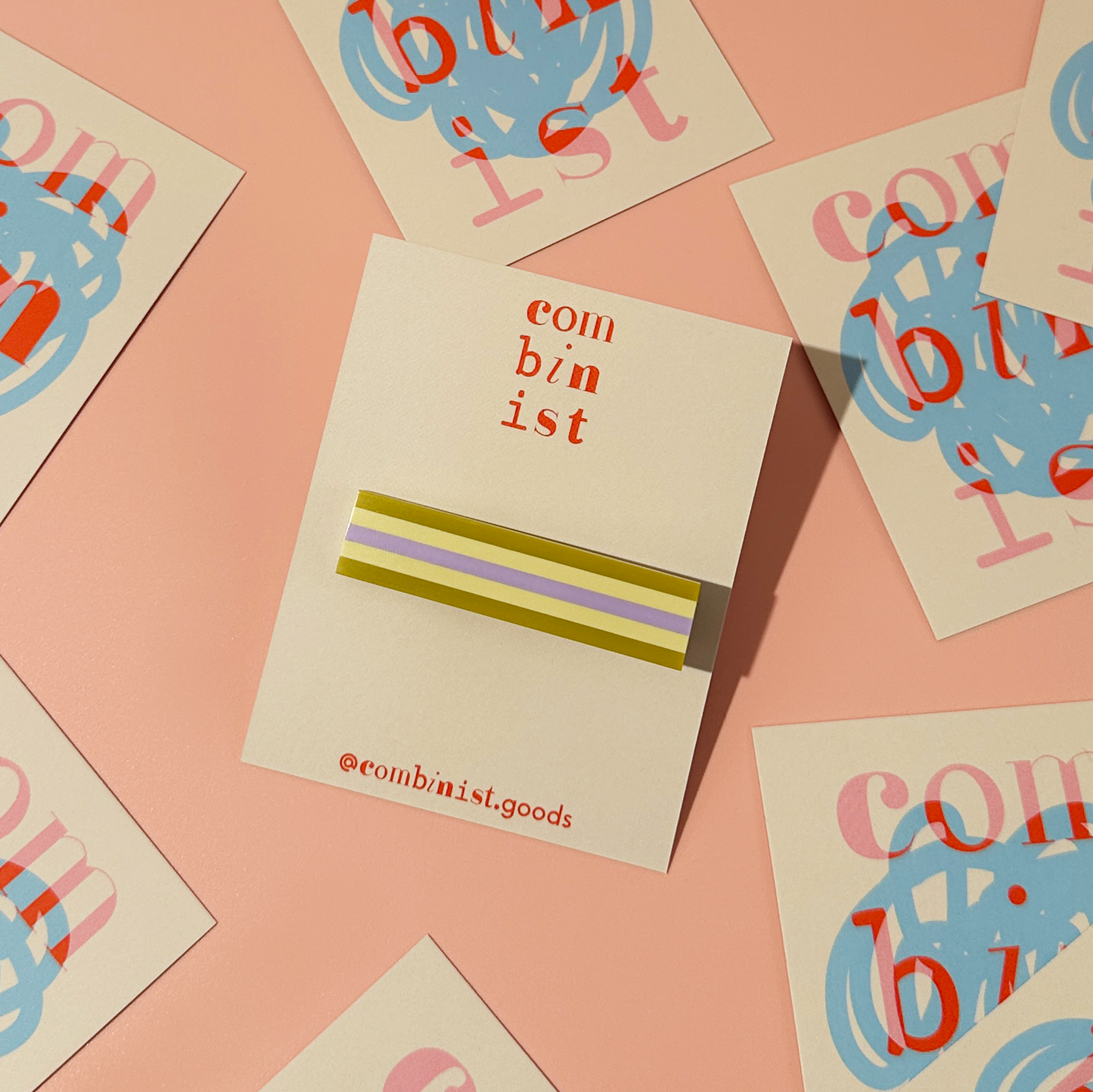 Combinist Goods - Striped Hair Clip | Large: Pastel Pink | Chartreuse