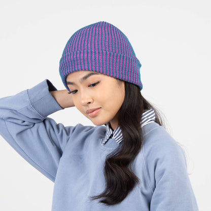 Simple Rib Knit Beanie: Golden Olive Navy - PMA Store at the Portland Museum of Art, Maine
