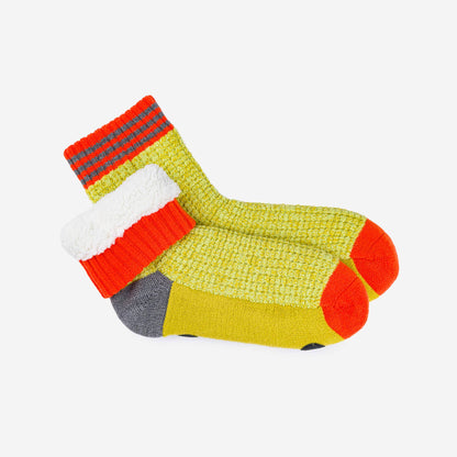 Varsity Knit House Socks: Golden Olive / S/M - W 6-9<br>M 5-7.5