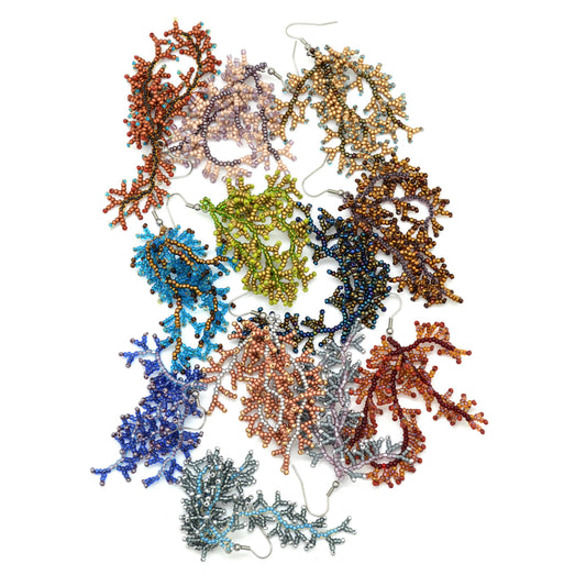 Dunitz & Company - Glass Seed Bead Coral Earrings - Fair Trade Verified: Assorted Fall Colors