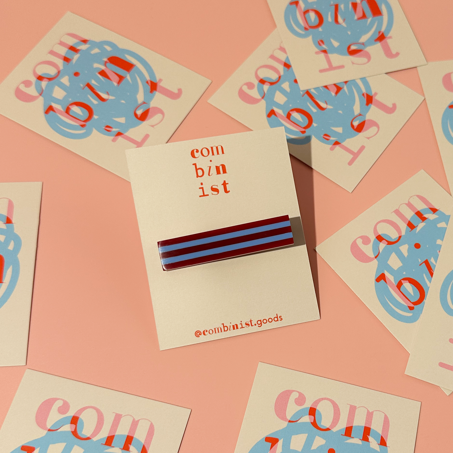 Combinist Goods - Striped Hair Clip | Large: Cornflower Blue | Green