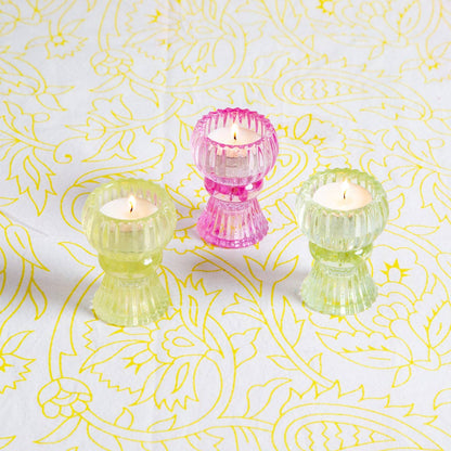 Talking Tables USA - Home, Birthday, Games & Seasonal Decor - Yellow Glass Candle Holder - Small | Summer Gifts |