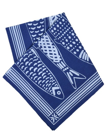Hearth and Harrow - Sardine Bandana - 100% Cotton - Nautical Print - Hanky Ascot - PMA Store at the Portland Museum of Art, Maine