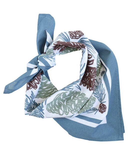 Hearth and Harrow - Pine Cone Bandana - 100% Cotton - Woodland - Soft Green - PMA Store at the Portland Museum of Art, Maine
