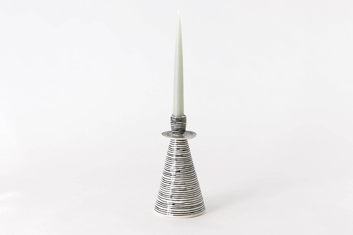 Elizabeth Benotti Ceramics - Everyday Pinched Candlestick Holder: Seafoam / Tall - PMA Store at the Portland Museum of Art, Maine