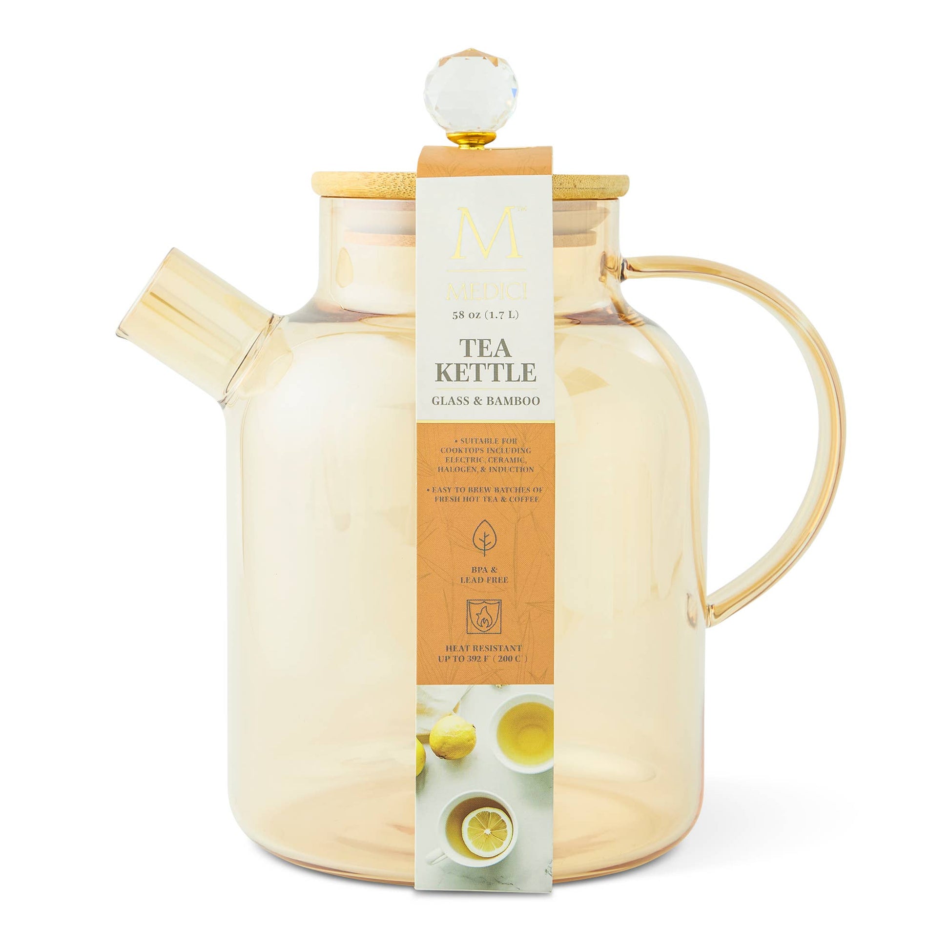 58oz Glass/Bamboo Kettle - SDI - PMA Store at the Portland Museum of Art, Maine