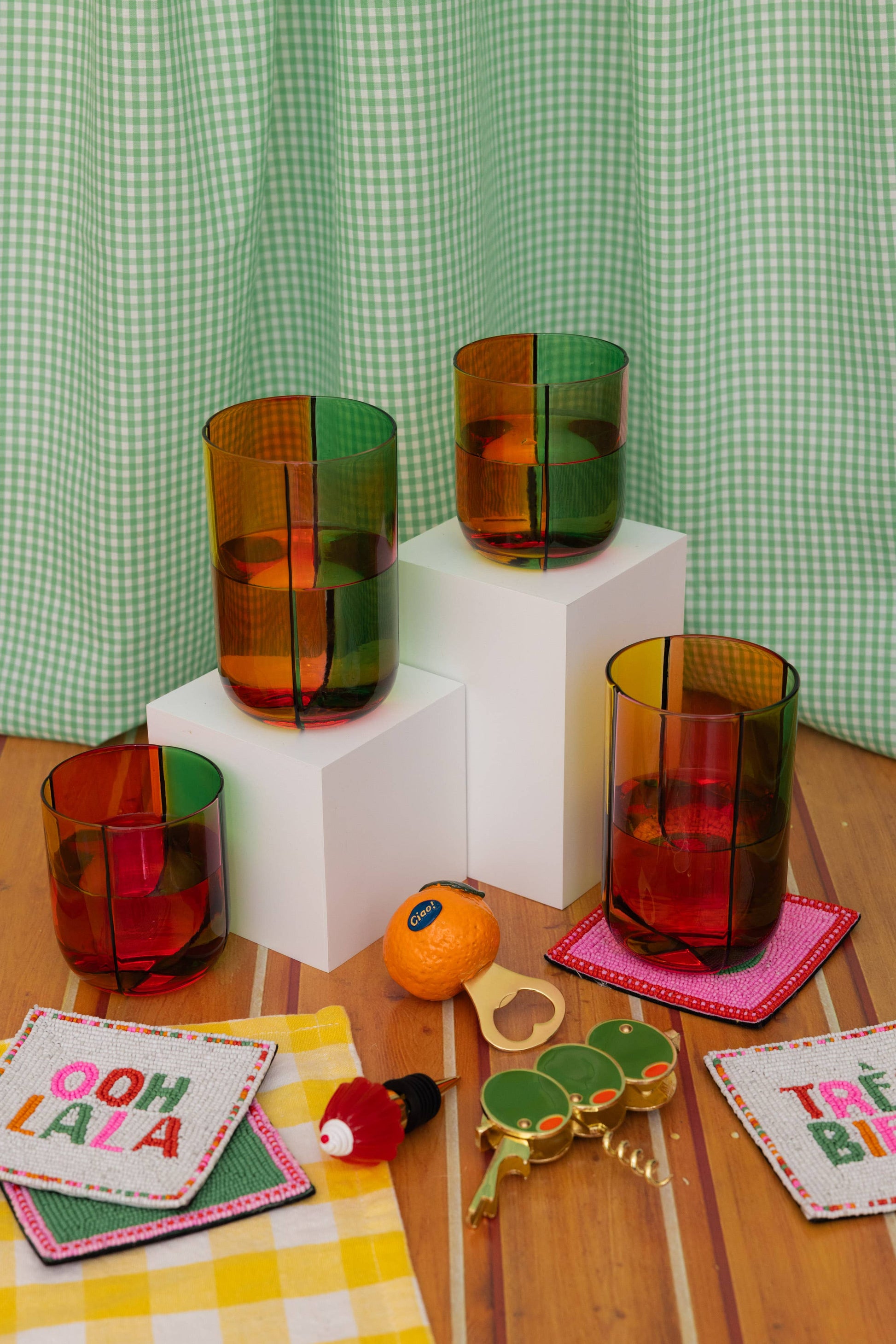 Ban.do - Low Ball Glasses, Colorblock - PMA Store at the Portland Museum of Art, Maine