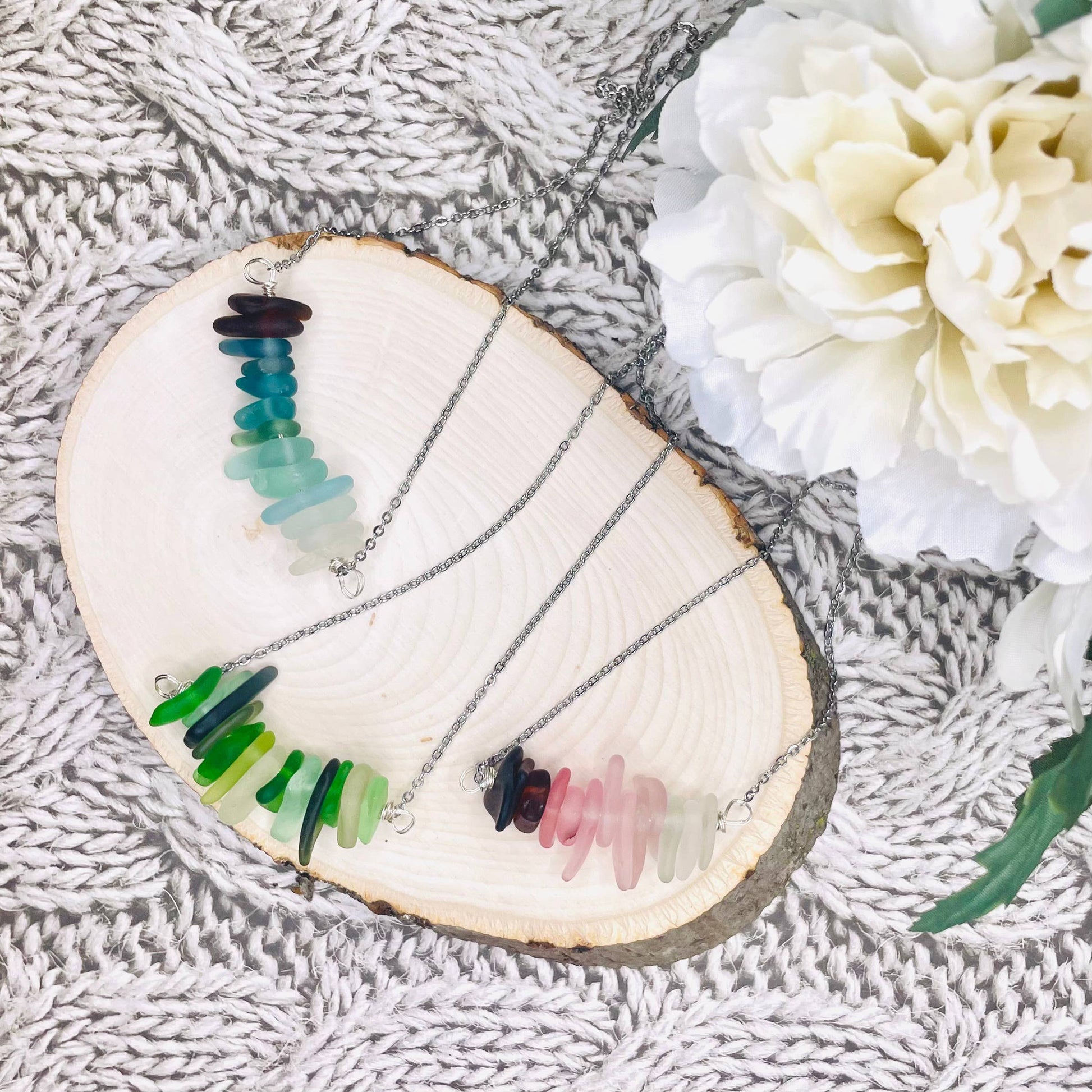 Cyn Elizabeth Studios - The Sea Bar- Sea Glass Statement Necklace: Uncarded (arrives separated in ziplock bags) - PMA Store at the Portland Museum of Art, Maine