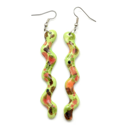 Dunitz & Company - Ceramic Squiggle Dangle Earrings - Curly Worm Shape