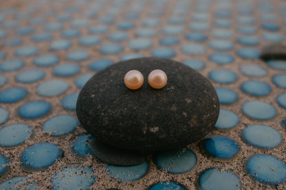 Sea Salt & Silver - Blush Pearl Stud Earrings: Large - PMA Store at the Portland Museum of Art, Maine