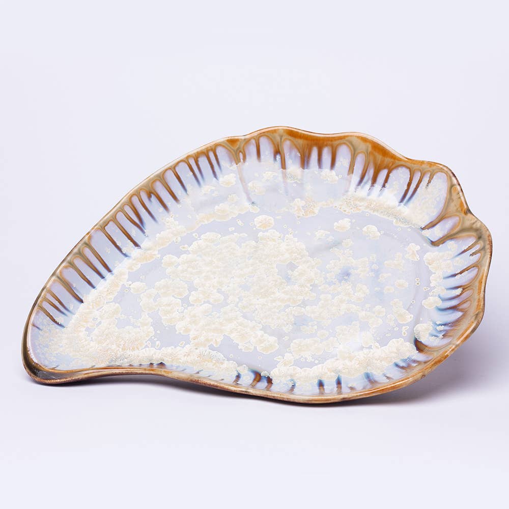 Alison Evans Ceramics - Large Oyster Plate: Mint& Charcoal