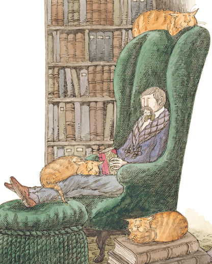 Pomegranate - Edward Gorey: Bibliophile with Cats Bookmark - PMA Store at the Portland Museum of Art, Maine