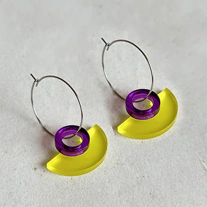 NEW Blok Earrings - Color: Turquoise and Gold Rose Mirror - PMA Store at the Portland Museum of Art, Maine