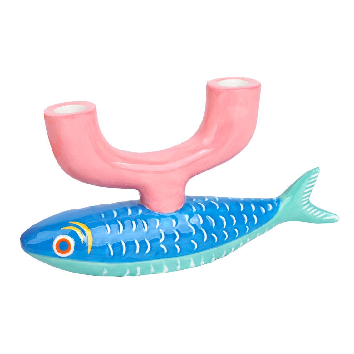Fish Ceramic Candle Holder | 4.9" × 9.2" | Summer | Gifts | - PMA Store at the Portland Museum of Art, Maine