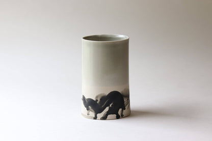 Elizabeth Benotti Ceramics - Splatter Oval Vase: Daybreak - PMA Store at the Portland Museum of Art, Maine