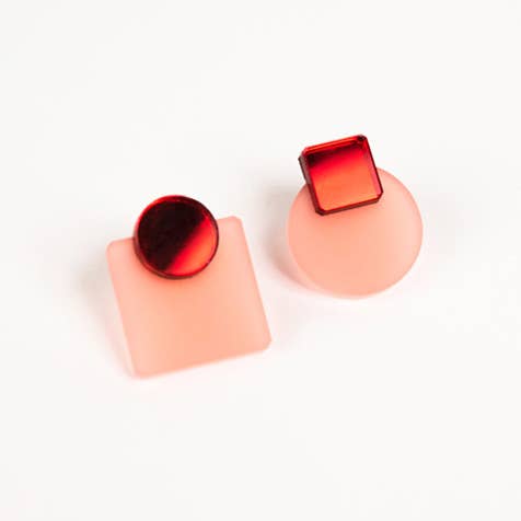 Pamela Coromoto - Glare Mini Earrings: Sky and Anthracite Mirror