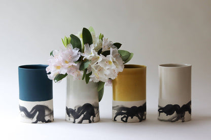 Elizabeth Benotti Ceramics - Splatter Oval Vase: Daybreak - PMA Store at the Portland Museum of Art, Maine