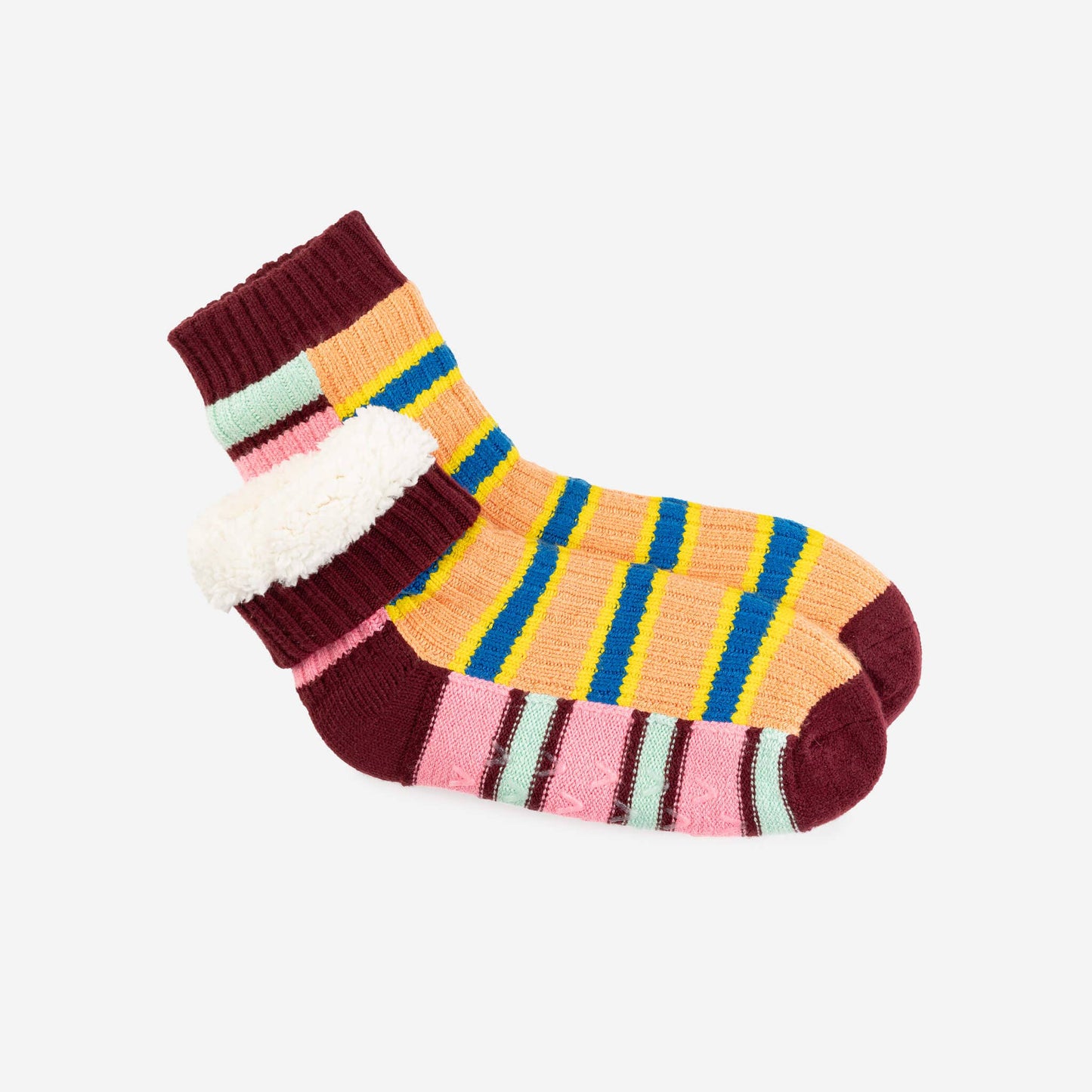 VERLOOP | knits - Zipper Stripe House Socks: Poppy Stone Blue / L/XL - W 9.5-12.5<br>M 8-11 - PMA Store at the Portland Museum of Art, Maine