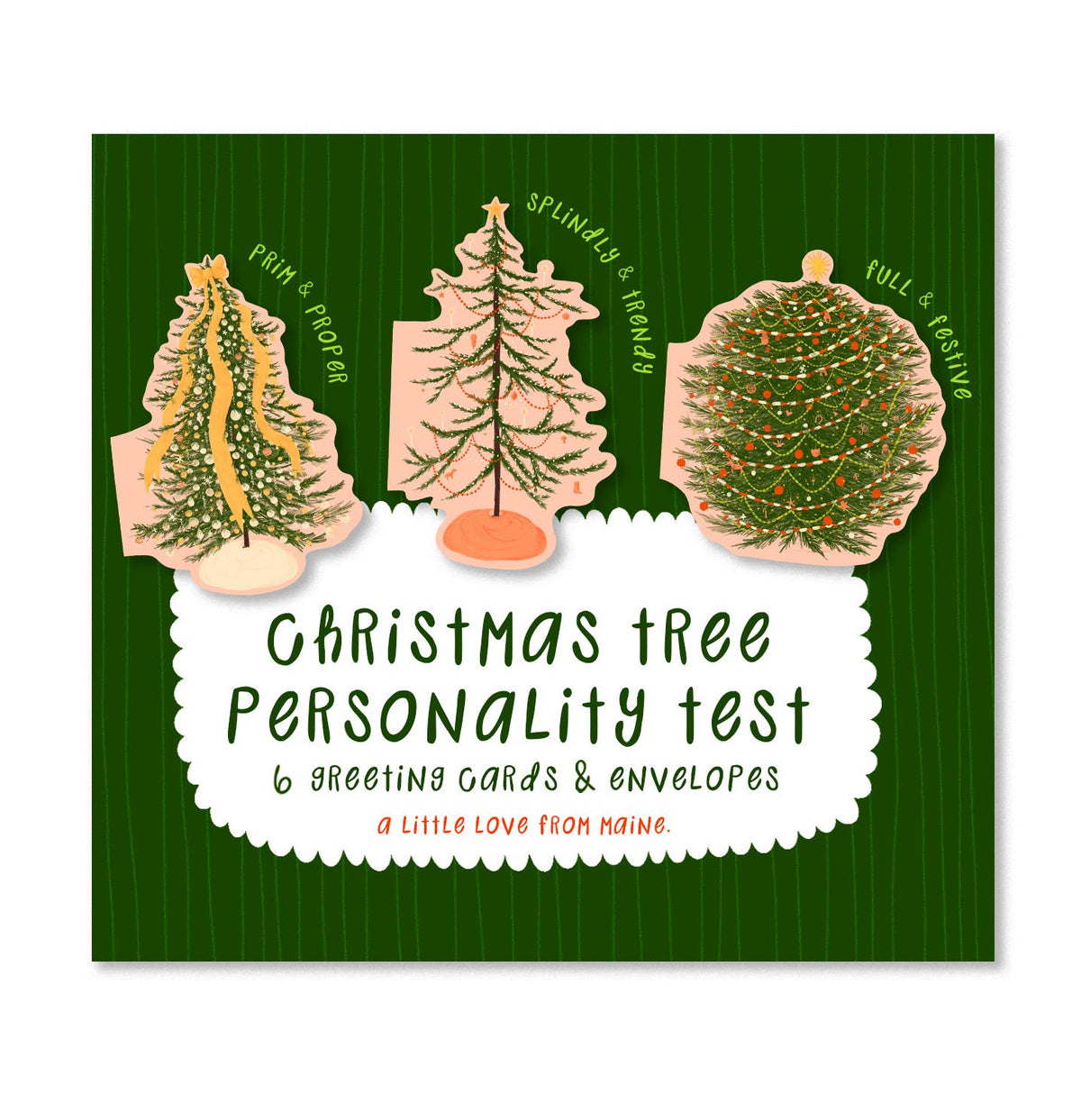 Avery Reed - Christmas Tree Personality Test Greeting Card Set | Set of 6