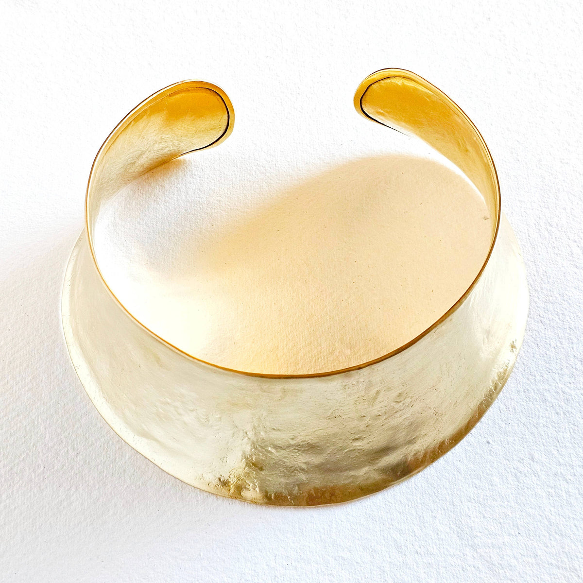 Bisjoux - Brass satin textured bold Curve Collar Necklace