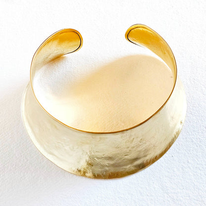 Bisjoux - Brass satin textured bold Curve Collar Necklace