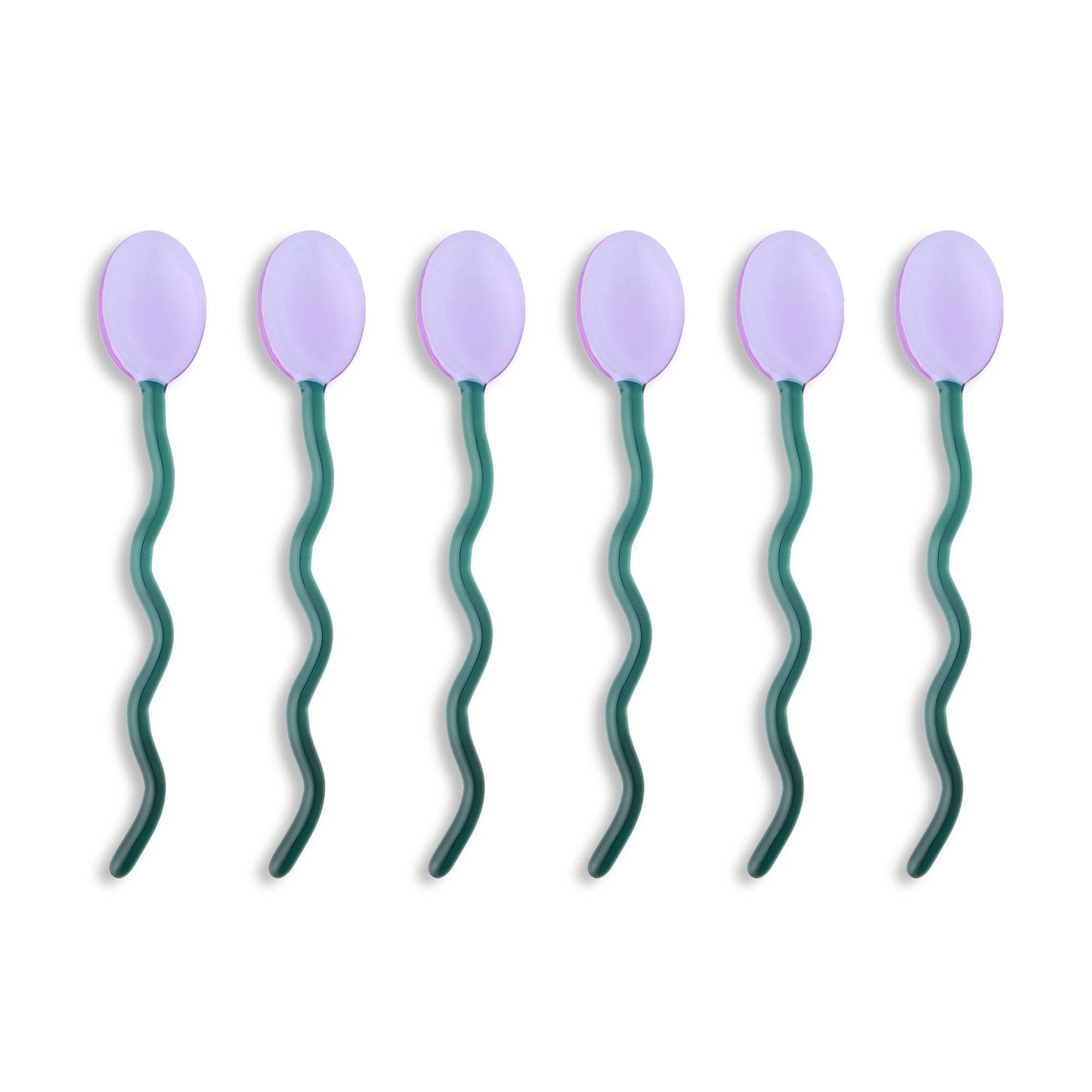 6pk Squiggle Handle Glass Spoons - Purple/Green - PMA Store at the Portland Museum of Art, Maine