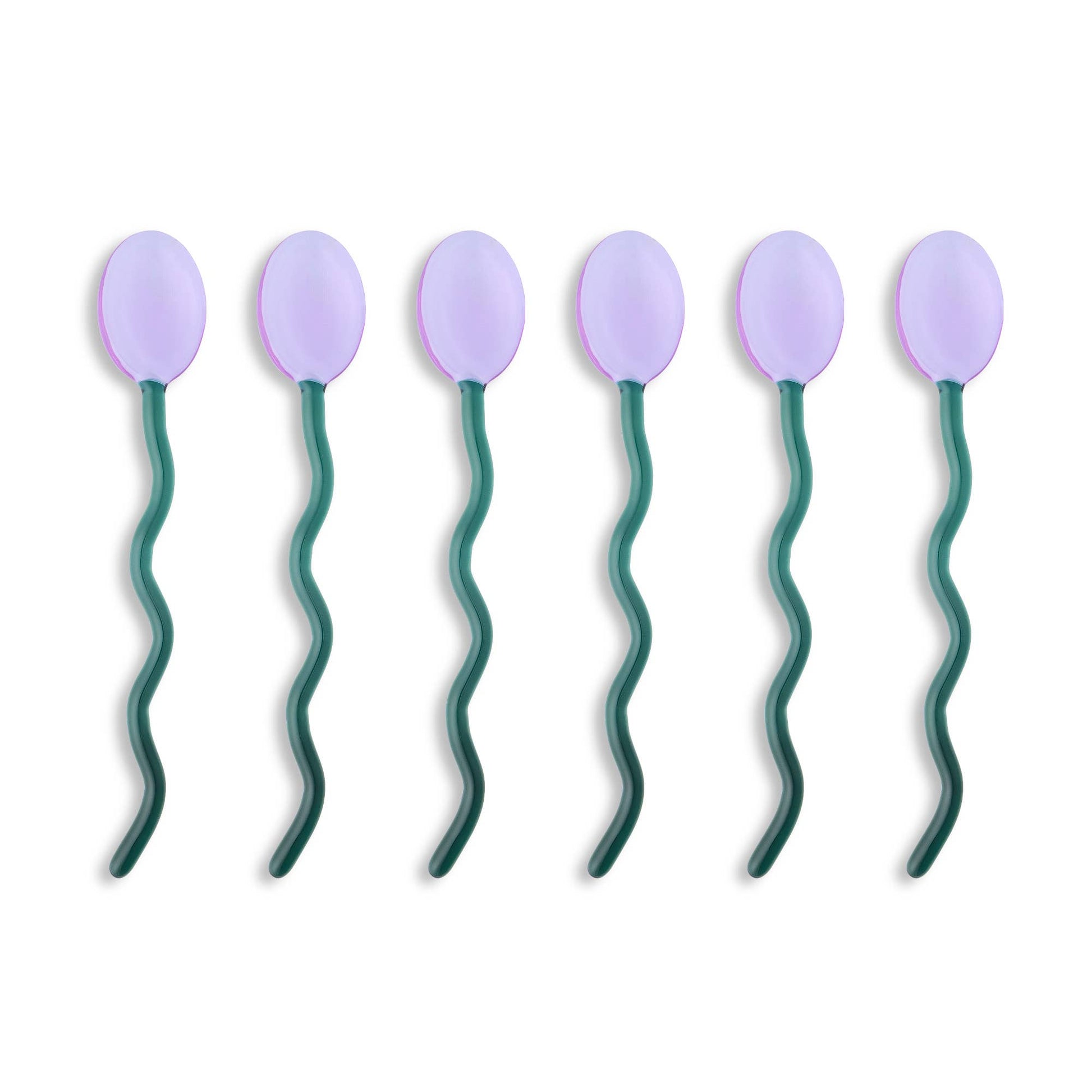 6pk Squiggle Handle Glass Spoons - Purple/Green - PMA Store at the Portland Museum of Art, Maine