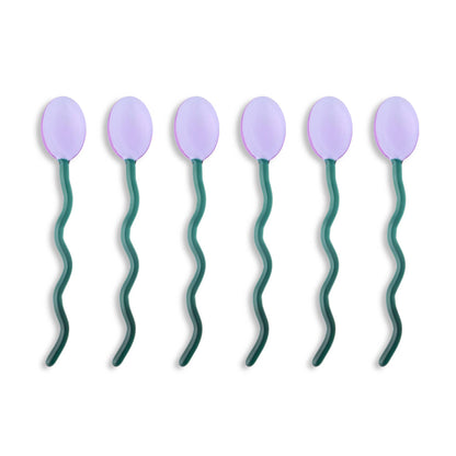 6pk Squiggle Handle Glass Spoons - Purple/Green - PMA Store at the Portland Museum of Art, Maine