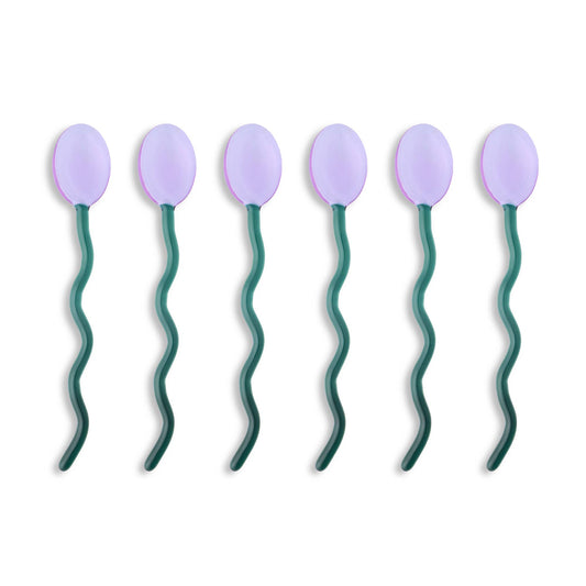 6pk Squiggle Handle Glass Spoons - Purple/Green - PMA Store at the Portland Museum of Art, Maine