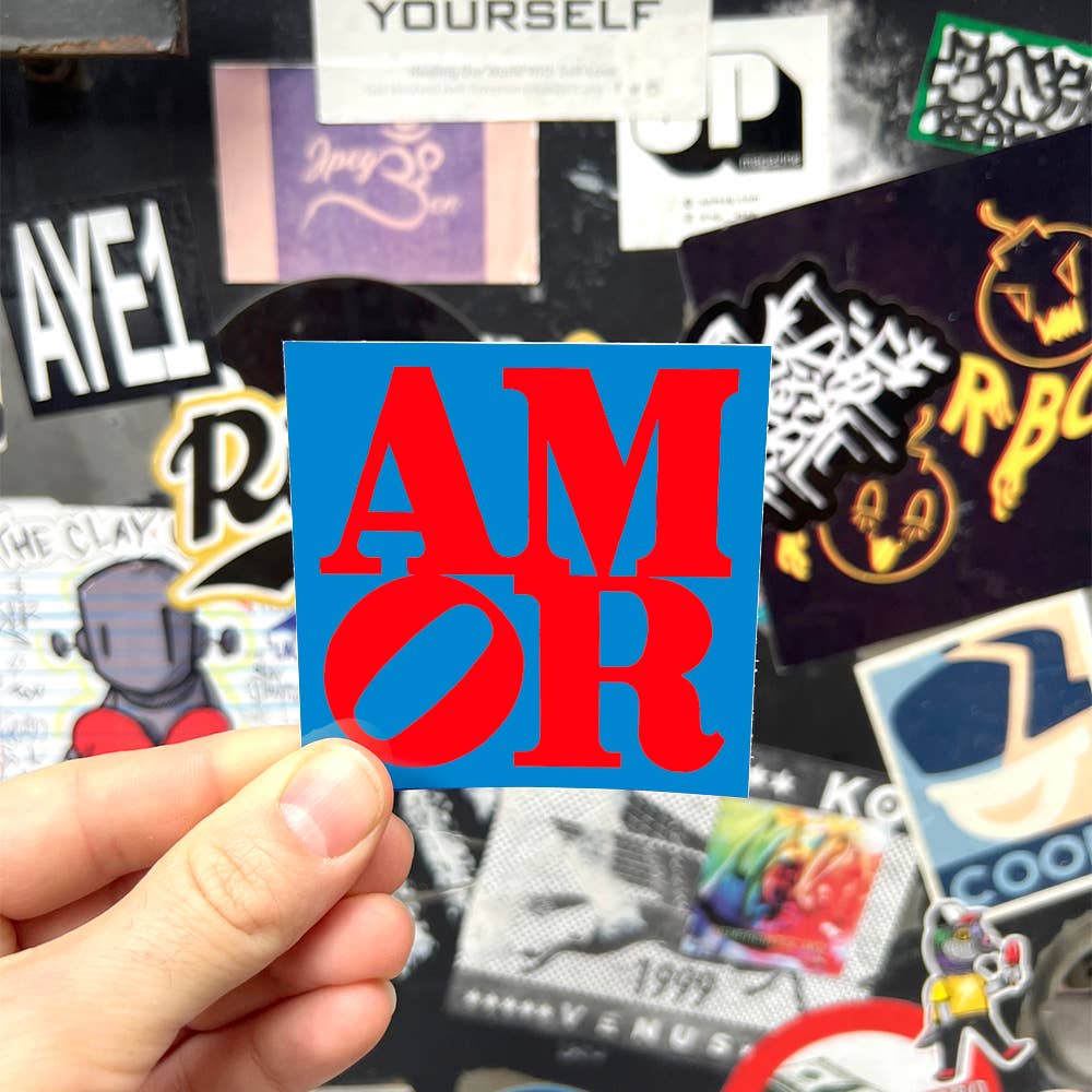Apply Stickers - AMOR by Robert Indiana (Valentines) - Die-Cut Sticker - PMA Store at the Portland Museum of Art, Maine