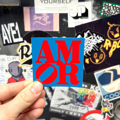 Apply Stickers - AMOR by Robert Indiana (Valentines) - Die-Cut Sticker - PMA Store at the Portland Museum of Art, Maine