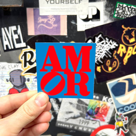 Apply Stickers - AMOR by Robert Indiana (Valentines) - Die-Cut Sticker - PMA Store at the Portland Museum of Art, Maine