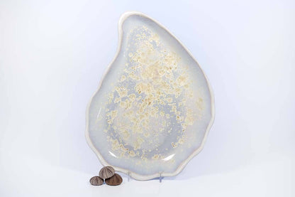 Alison Evans Ceramics - Medium Oyster Plate: Mint& Charcoal - PMA Store at the Portland Museum of Art, Maine