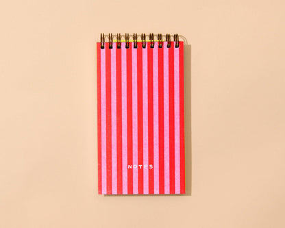 And Here We Are - Letterpress Small Spiral Notebook (Lined)—Cabana Stripe