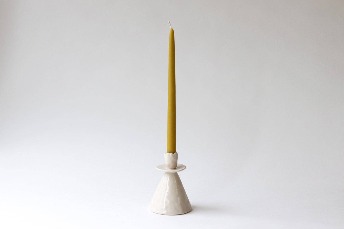 Elizabeth Benotti Ceramics - Everyday Pinched Candlestick Holder: Seafoam / Short - PMA Store at the Portland Museum of Art, Maine