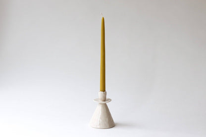 Elizabeth Benotti Ceramics - Everyday Pinched Candlestick Holder: Striped / Tall - PMA Store at the Portland Museum of Art, Maine