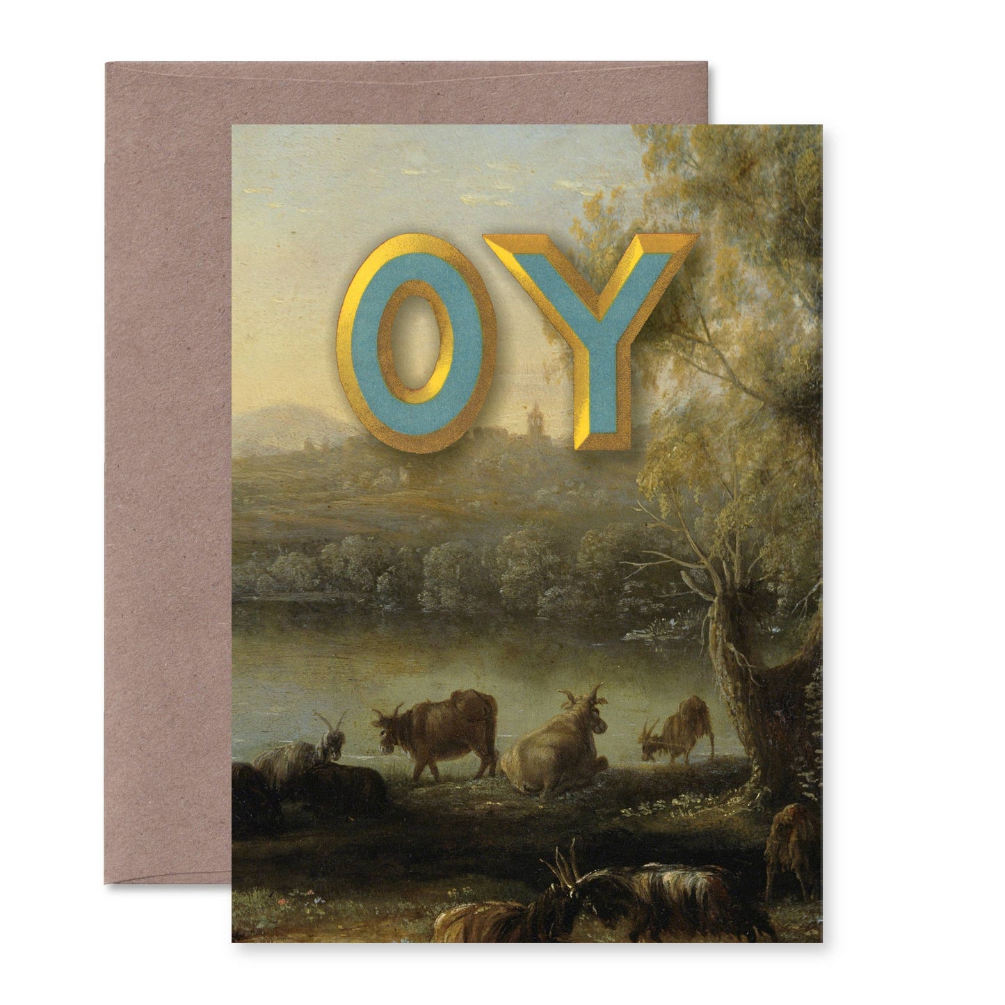 "Pastoral: OY" A6 greeting card: Recycled white envelopes - PMA Store at the Portland Museum of Art, Maine