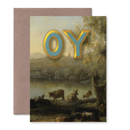 "Pastoral: OY" A6 greeting card: Recycled white envelopes - PMA Store at the Portland Museum of Art, Maine